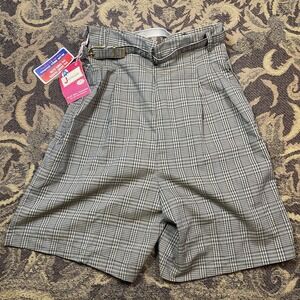 Vtg 50s Blue Bell Jeanie’s pleated plaid Bermuda shorts Size 12 Misses 24” New